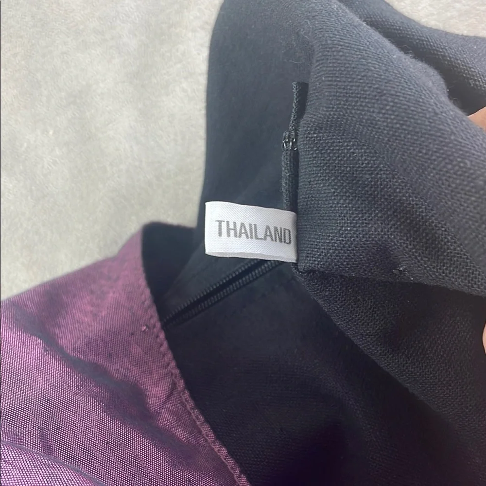 Purple Thailand Fabric Bag Wooden Button Detail
